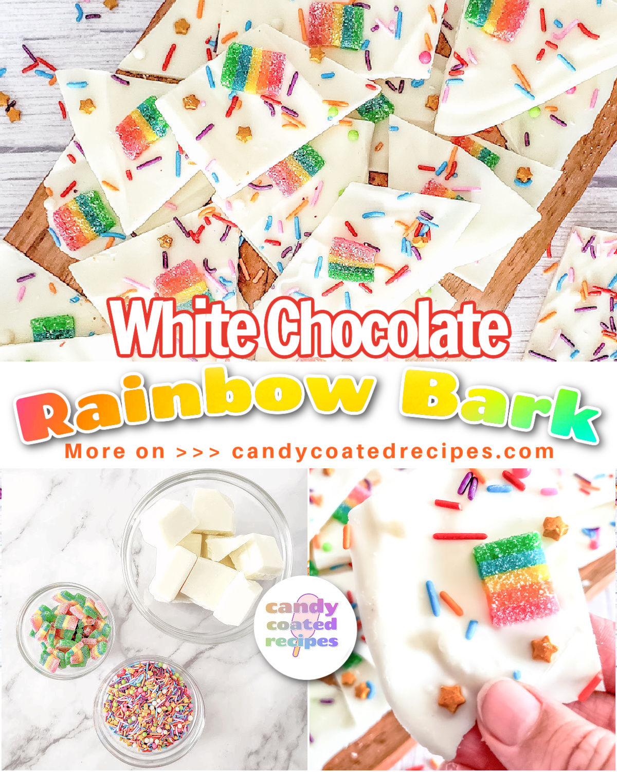 rainbow bark with text